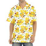 Yellow Alstroemeria Pattern Print Aloha Shirt