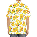 Yellow Alstroemeria Pattern Print Aloha Shirt