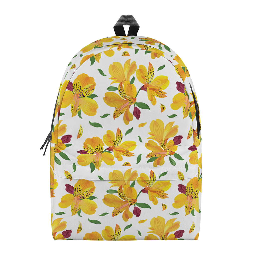 Yellow Alstroemeria Pattern Print Backpack