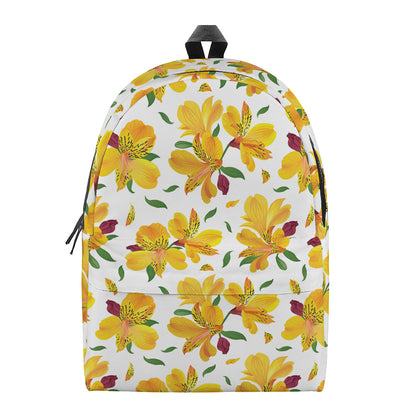 Yellow Alstroemeria Pattern Print Backpack