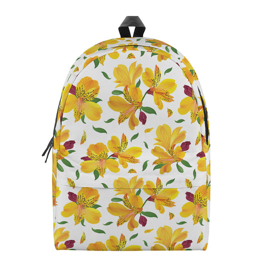 Yellow Alstroemeria Pattern Print Backpack
