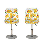Yellow Alstroemeria Pattern Print Bar Stool Covers