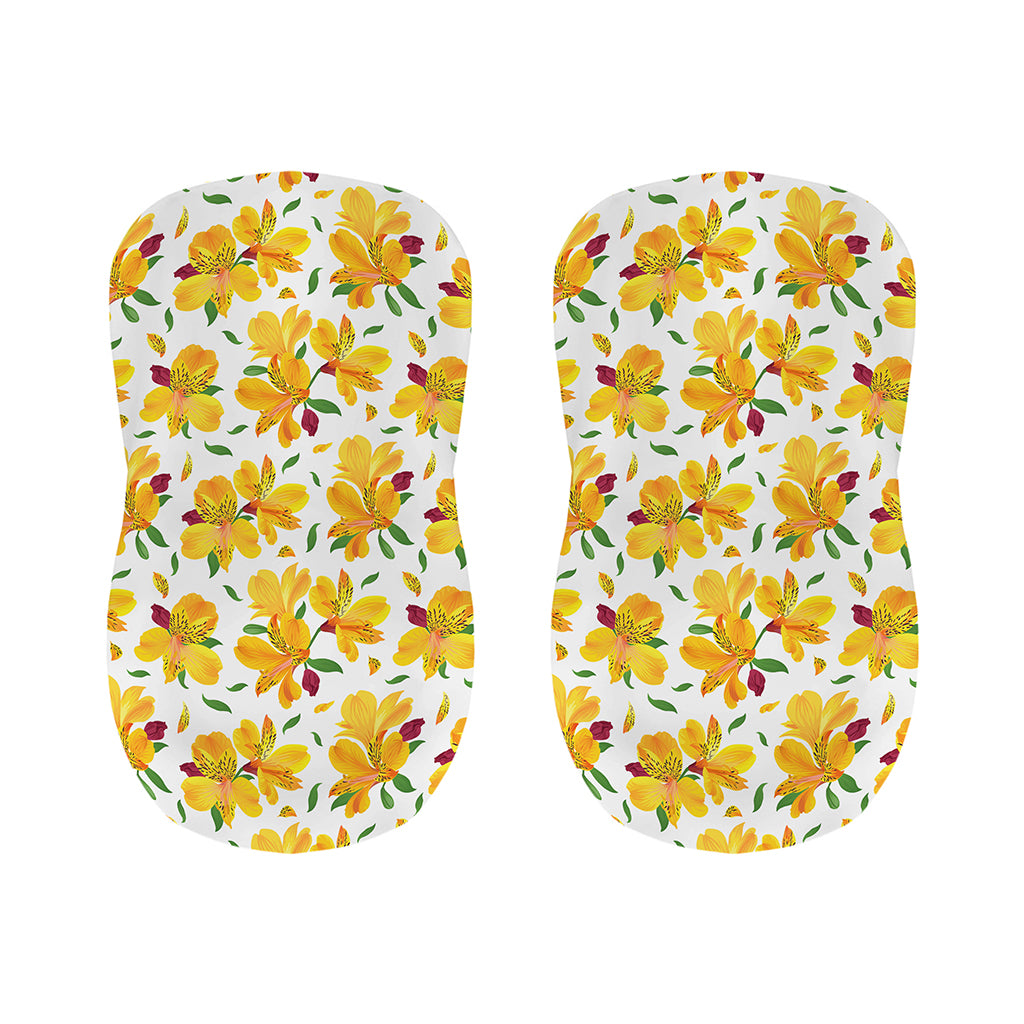Yellow Alstroemeria Pattern Print Bar Stool Covers