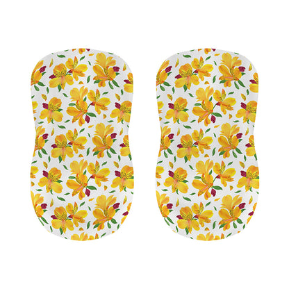 Yellow Alstroemeria Pattern Print Bar Stool Covers