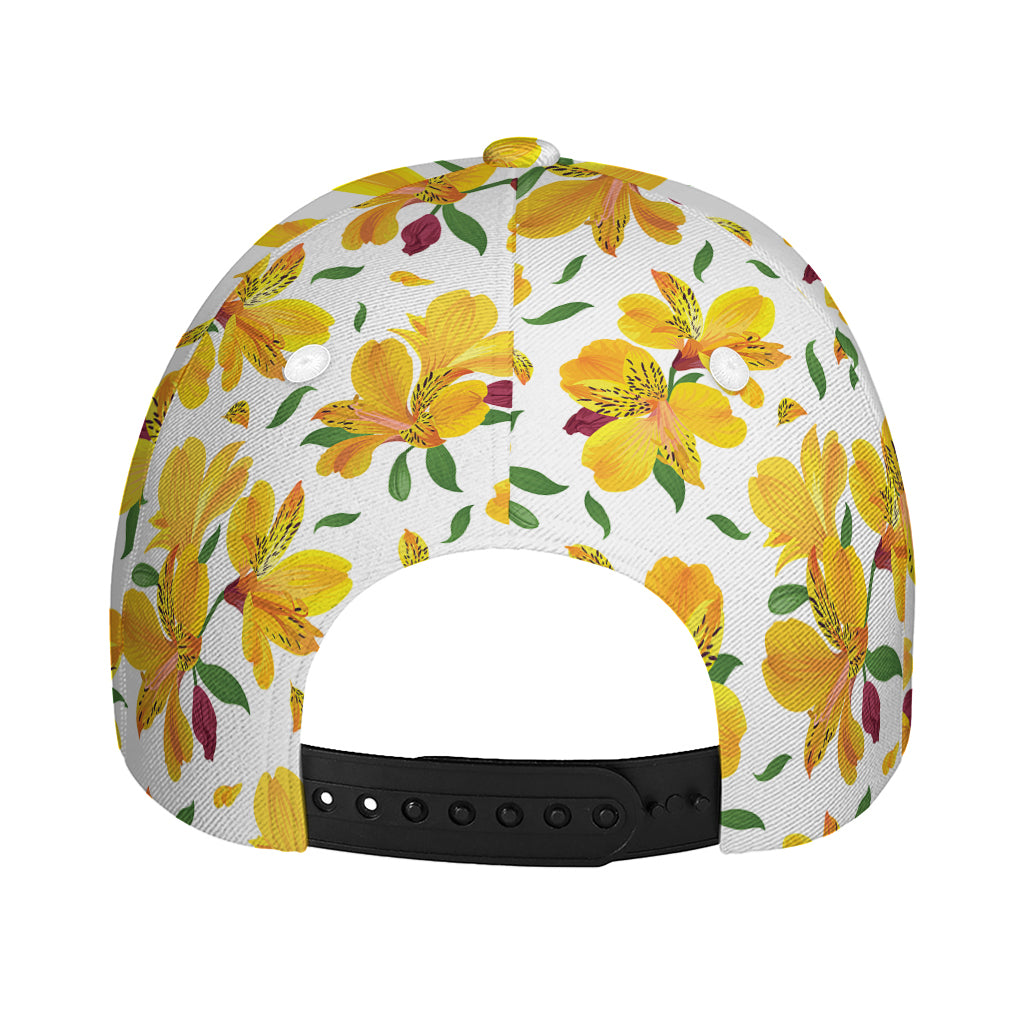 Yellow Alstroemeria Pattern Print Baseball Cap