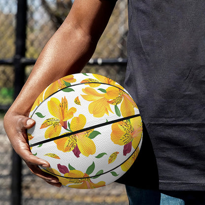 Yellow Alstroemeria Pattern Print Basketball