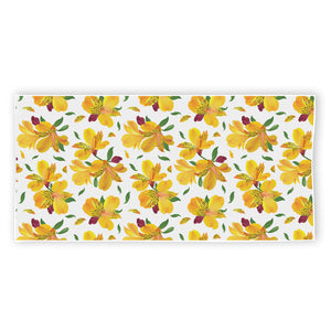 Yellow Alstroemeria Pattern Print Beach Towel