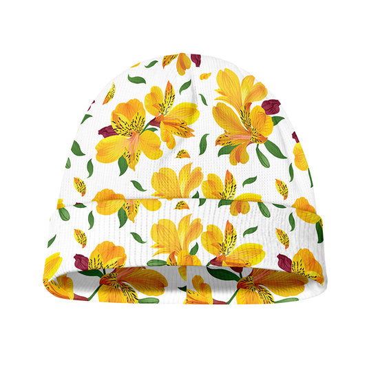 Yellow Alstroemeria Pattern Print Beanie