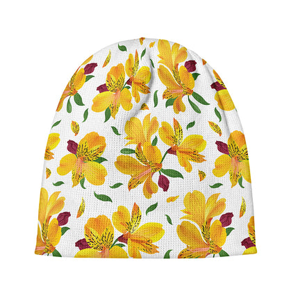 Yellow Alstroemeria Pattern Print Beanie