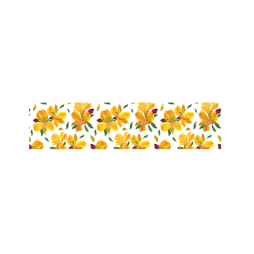Yellow Alstroemeria Pattern Print Bed Runner