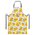 Yellow Alstroemeria Pattern Print Bib Apron With Pocket