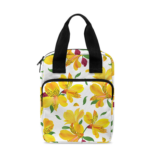 Yellow Alstroemeria Pattern Print Bible Tote Bag