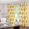 Yellow Alstroemeria Pattern Print Dimout Grommet Curtains