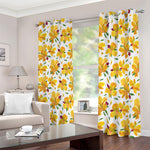 Yellow Alstroemeria Pattern Print Blackout Grommet Curtains