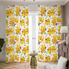 Yellow Alstroemeria Pattern Print Blackout Pencil Pleat Curtains