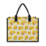 Yellow Alstroemeria Pattern Print Canvas Tote Bag