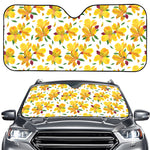 Yellow Alstroemeria Pattern Print Car Windshield Sun Shade