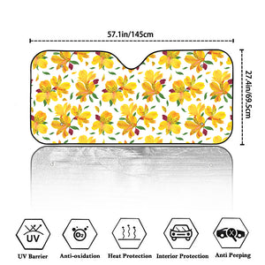 Yellow Alstroemeria Pattern Print Car Windshield Sun Shade