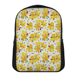 Yellow Alstroemeria Pattern Print Casual Backpack