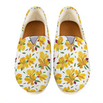Yellow Alstroemeria Pattern Print Casual Shoes