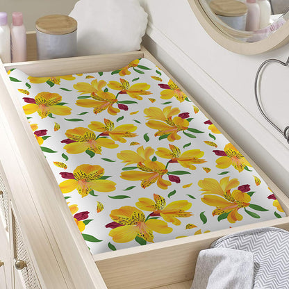Yellow Alstroemeria Pattern Print Changing Pad Cover