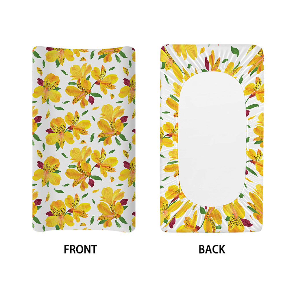 Yellow Alstroemeria Pattern Print Changing Pad Cover
