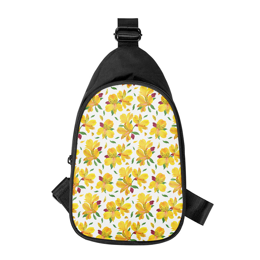 Yellow Alstroemeria Pattern Print Chest Bag