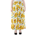 Yellow Alstroemeria Pattern Print Chiffon Maxi Skirt