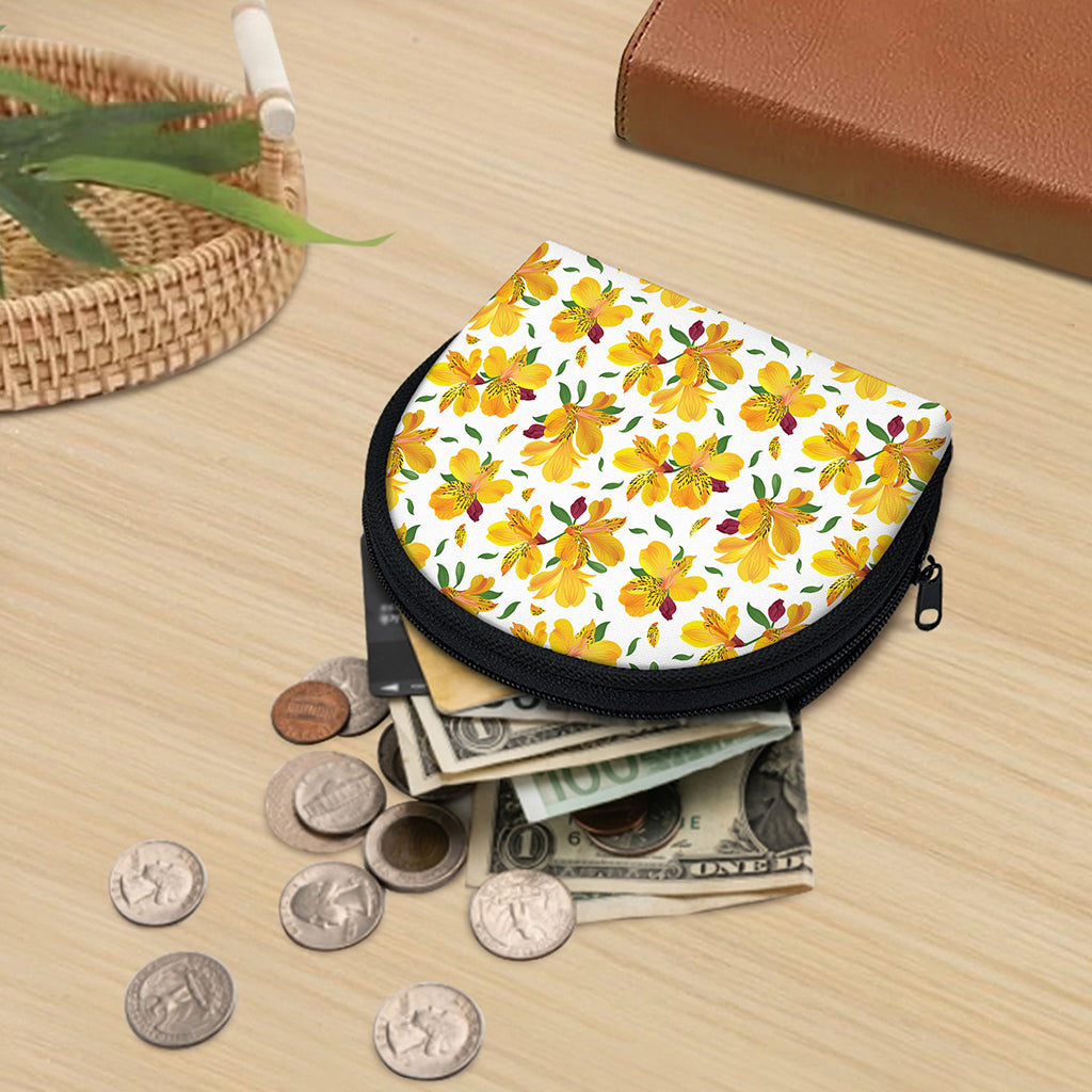 Yellow Alstroemeria Pattern Print Coin Purse