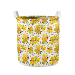 Yellow Alstroemeria Pattern Print Collapsible Laundry Basket