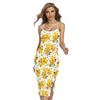 Yellow Alstroemeria Pattern Print Cross Back Cami Dress