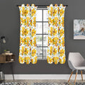 Yellow Alstroemeria Pattern Print Grommet Curtain Panels