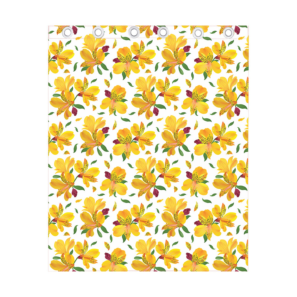 Yellow Alstroemeria Pattern Print Curtain