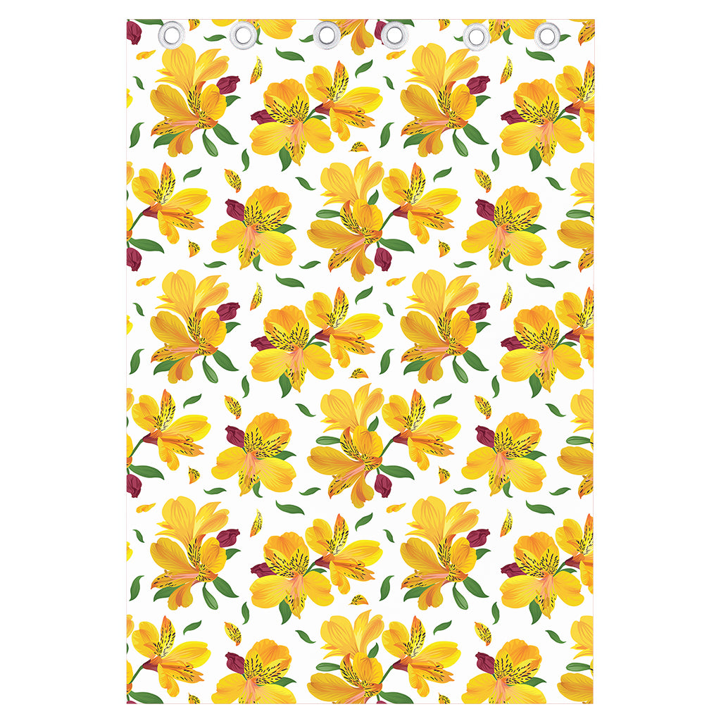 Yellow Alstroemeria Pattern Print Curtain