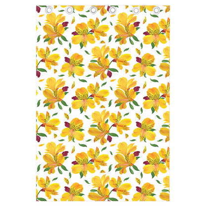 Yellow Alstroemeria Pattern Print Curtain