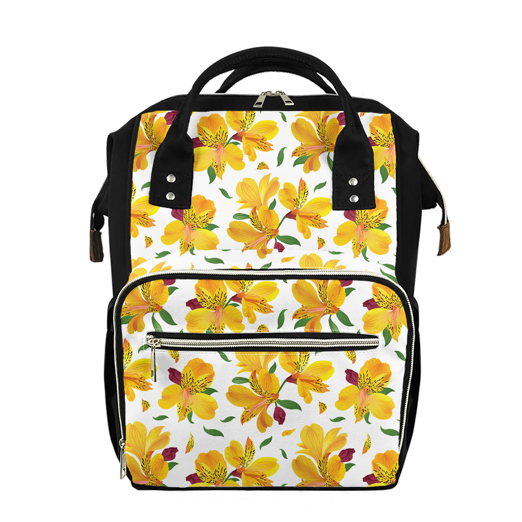 Yellow Alstroemeria Pattern Print Diaper Bag