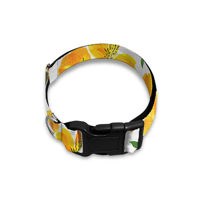 Yellow Alstroemeria Pattern Print Dog Collar