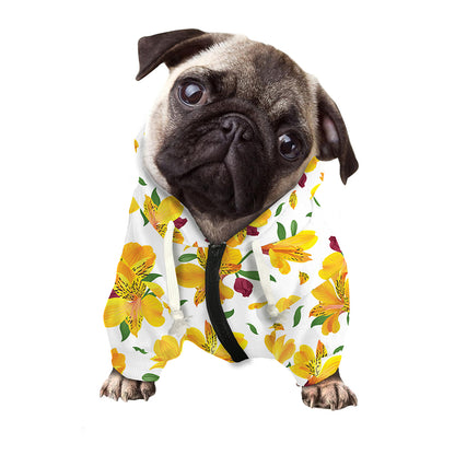 Yellow Alstroemeria Pattern Print Dog Zip Up Hoodie
