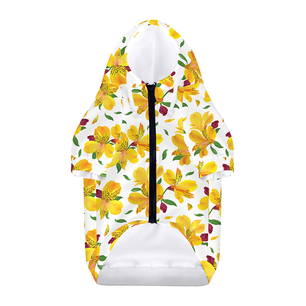 Yellow Alstroemeria Pattern Print Dog Zip Up Hoodie