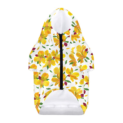 Yellow Alstroemeria Pattern Print Dog Zip Up Hoodie