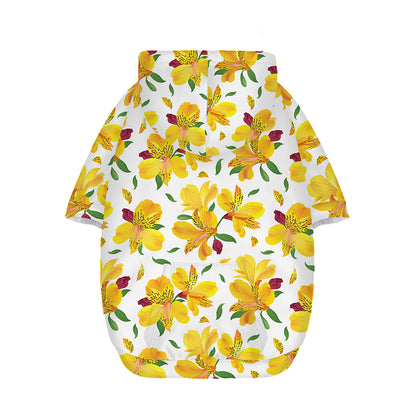 Yellow Alstroemeria Pattern Print Dog Zip Up Hoodie
