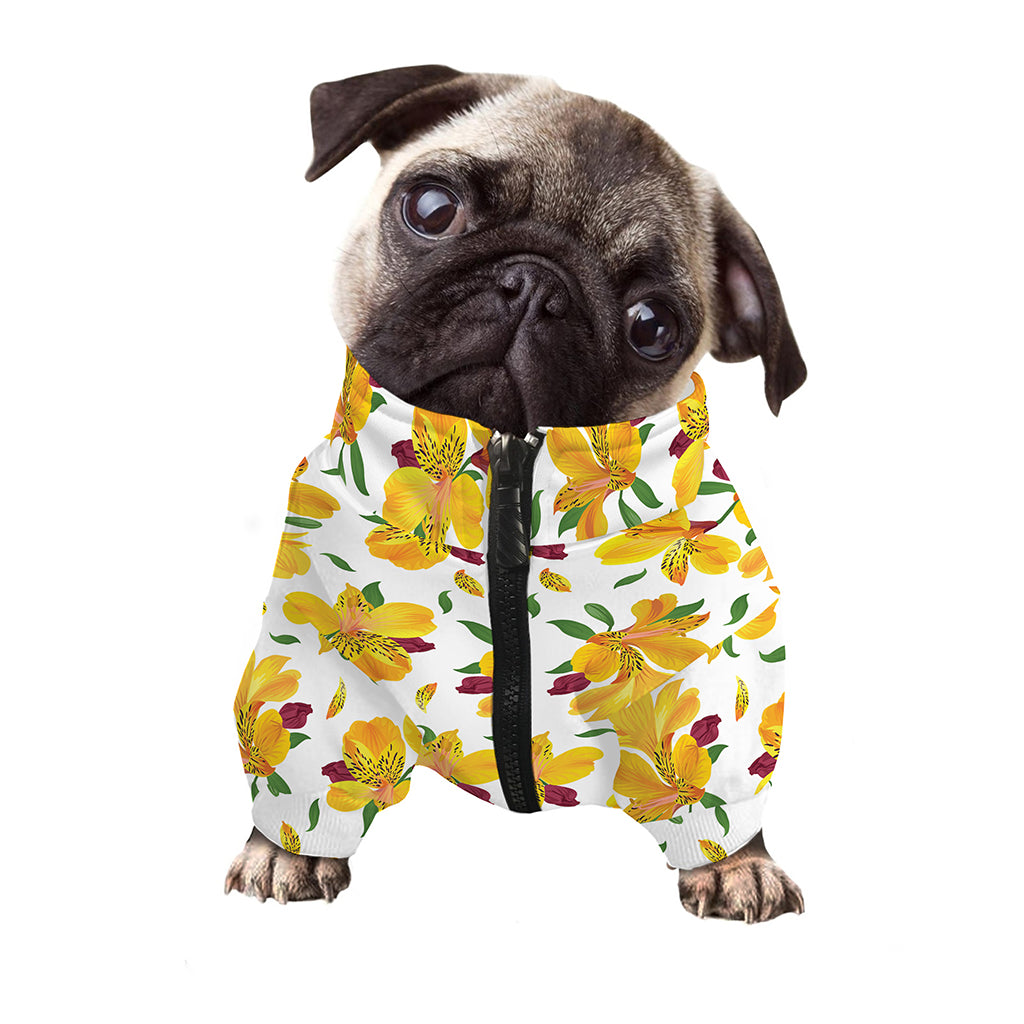 Yellow Alstroemeria Pattern Print Dog Zip Up Jacket