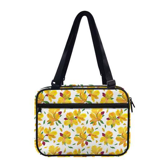 Yellow Alstroemeria Pattern Print Double Strap Bible Bag