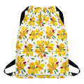 Yellow Alstroemeria Pattern Print Drawstring Backpack