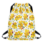 Yellow Alstroemeria Pattern Print Drawstring Backpack