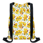 Yellow Alstroemeria Pattern Print Drawstring Backpack