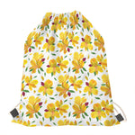 Yellow Alstroemeria Pattern Print Drawstring Bag