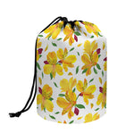 Yellow Alstroemeria Pattern Print Drawstring Makeup Bag