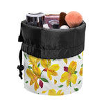 Yellow Alstroemeria Pattern Print Drawstring Makeup Bag