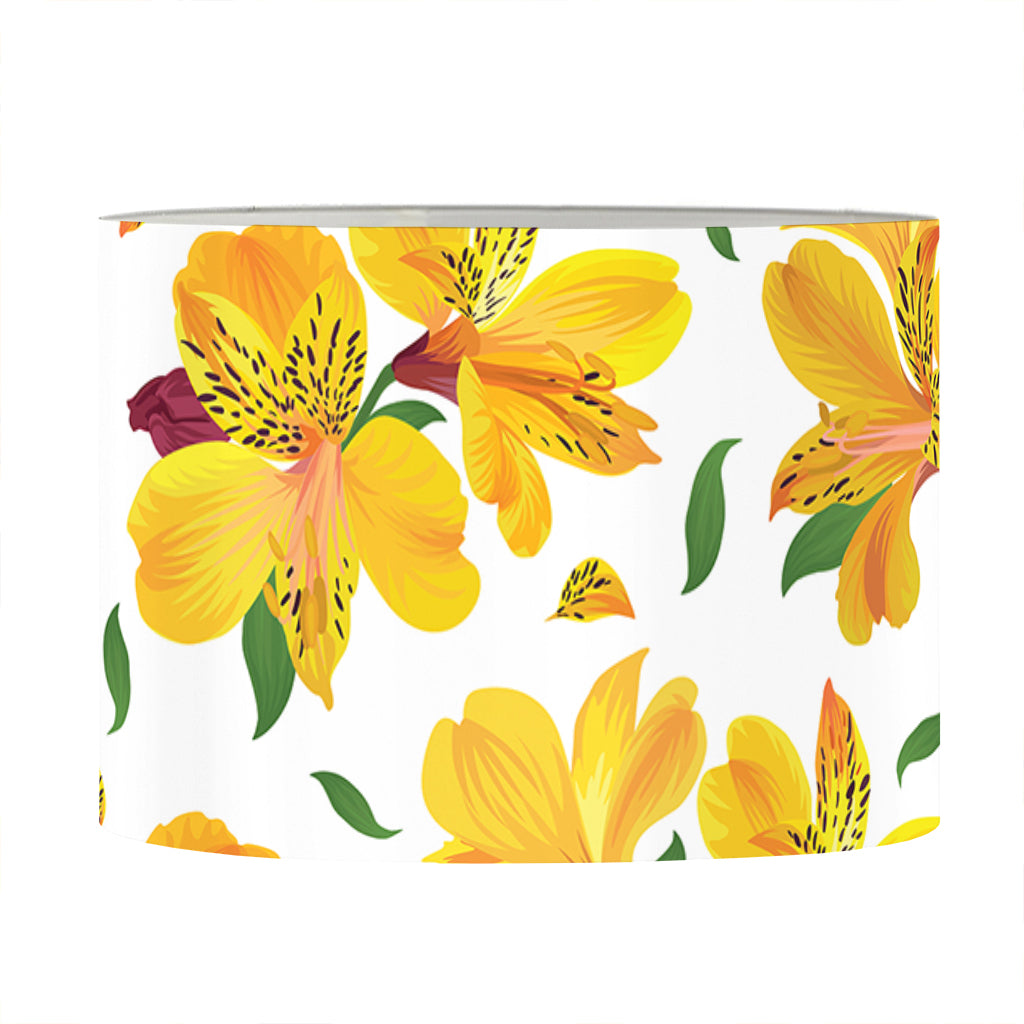 Yellow Alstroemeria Pattern Print Drum Lamp Shade